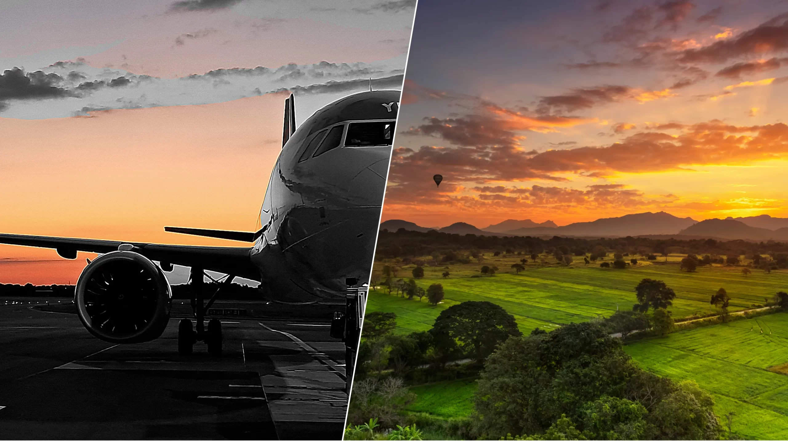 picture of airplane and aerial photo of Sri Lankan