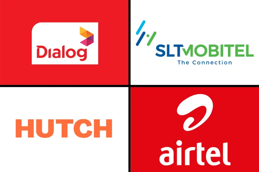 (Dialog, Mobitel, Hutch and Airtel) Four main Service providers in Sri Lanka