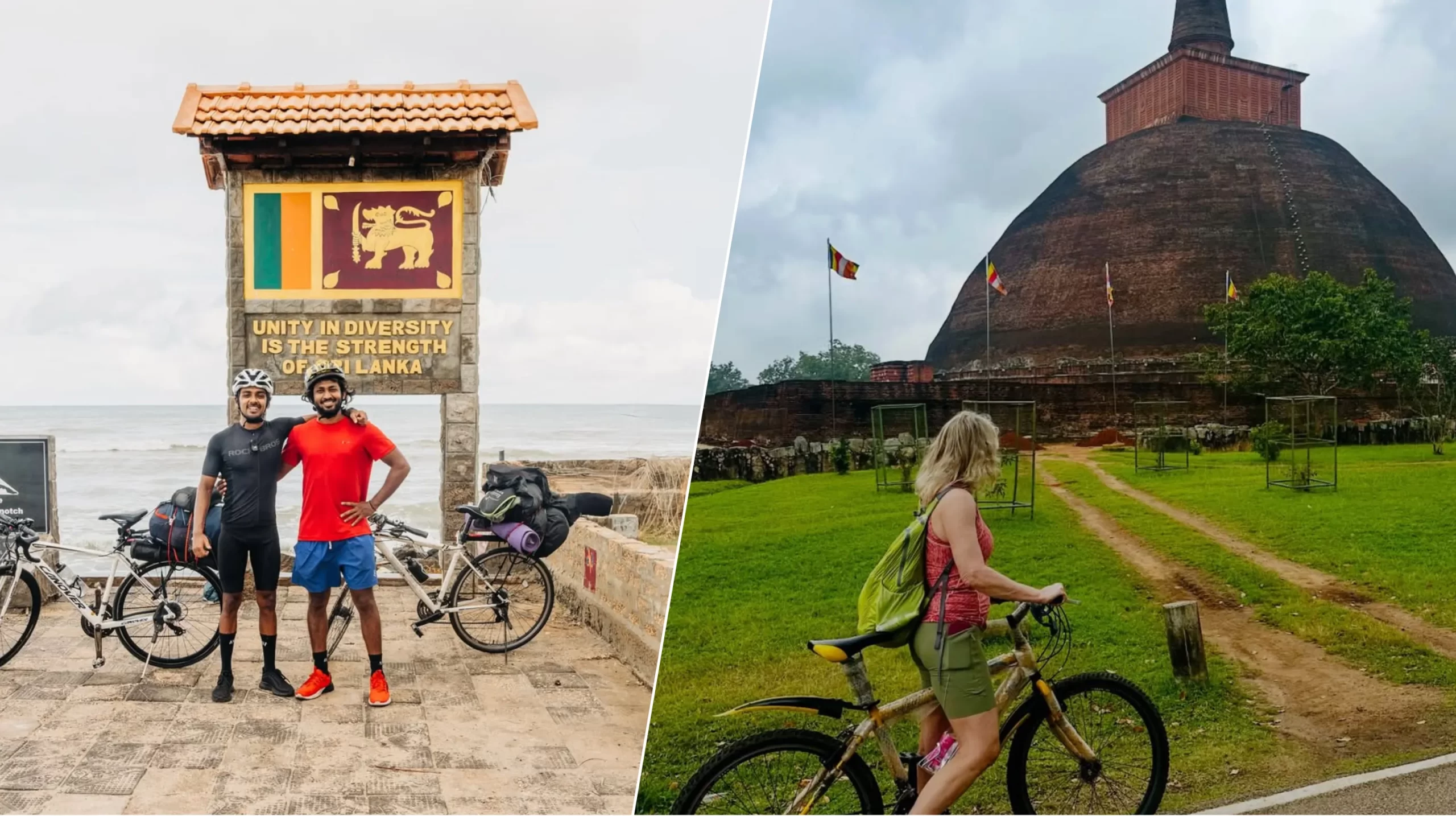 Cyclist in Point Pedro and Abhayagiri Stupa