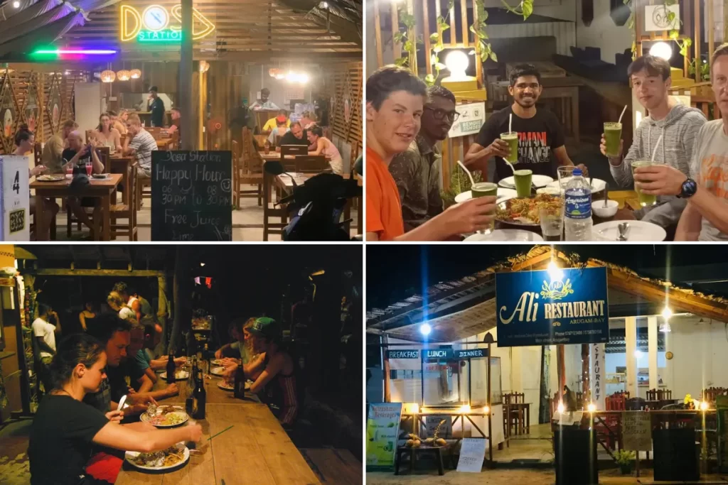 Dosa Station, Moon Garden, Beach Hut and Ali Restaurant