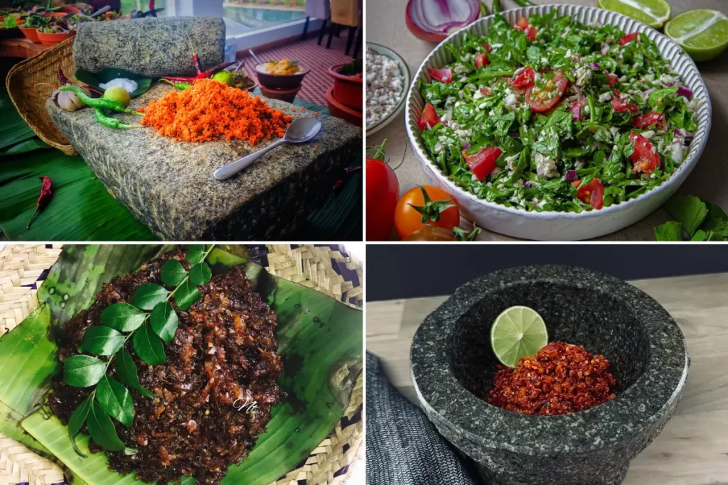 Pol Sambol, Gotukola Sambol, Seeni Sambol and Lunu Miris