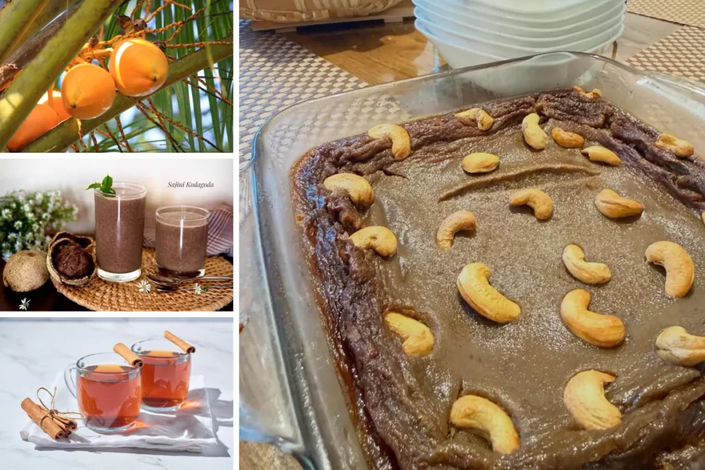 Watalappan, KIngcoconut, Wood apple Juice and Ceylon Tea
